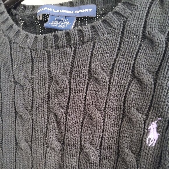 Ralph Lauren Sport Cable Knit Sweater Woman Black - Picture 6 of 8